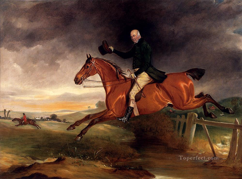 Herr George Marriott auf seinem Bay Hunter Taking A Fence Pferd John Ferneley Snr Ölgemälde